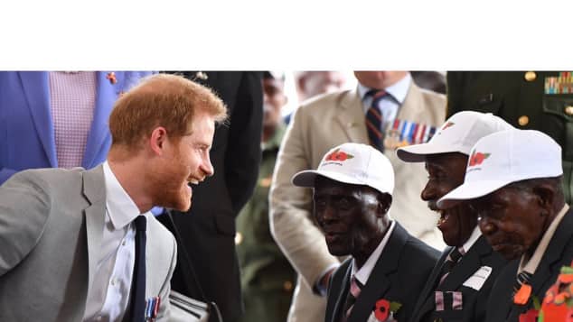 Prince Harry chats to Zambian war veterans 