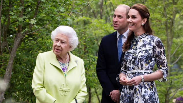 Queen Elizabeth II, Duchess Catherine and Prince William