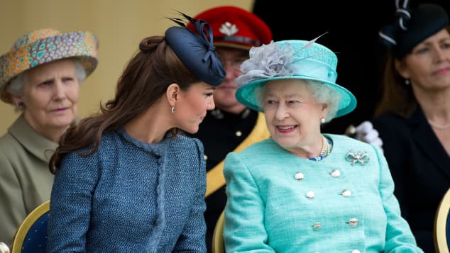 Queen Elizabeth II and Duchess Kate