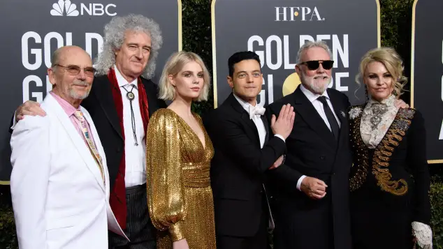 The cast of "Bohemian Rhapsody" at the 76th Golden Globes