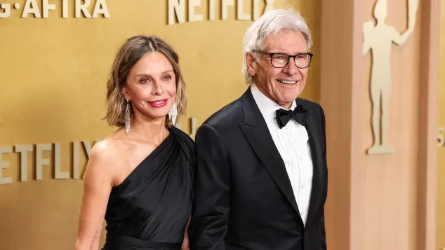 Calista Flockhart and Harrison Ford