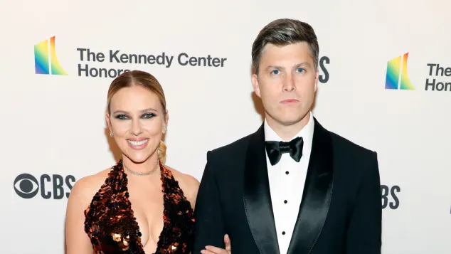 Colin Jost and Scarlett Johansson