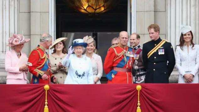 Queen Elizabeth II, Prince Philip, Prince Harry, Duchess Catherine and Prince William