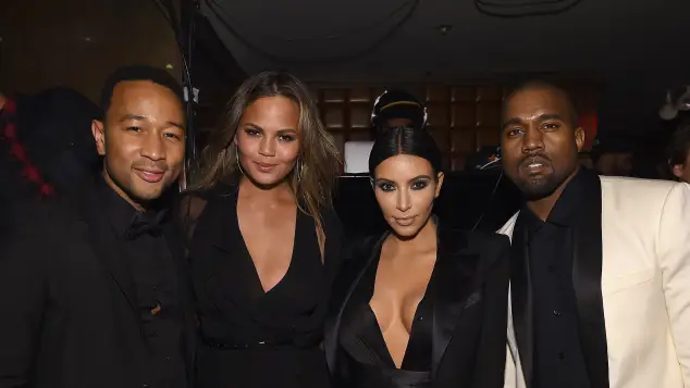 John Legend, Chrissy Teigen, Kim Kardashian, and Kanye West