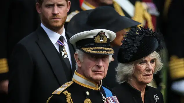 Prince Harry, King Charles III and Queen Camilla
