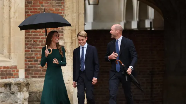 Prince George with Princess Kate and Prince William