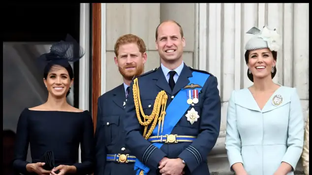 Prince Harry and Prince William with Kate and Meghan