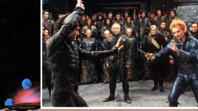 Kyle MacLachlan, Patrick Stewart, and Sting in 'Dune'