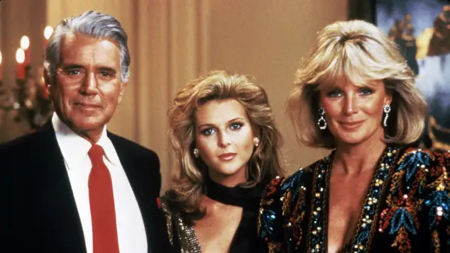 John Forsythe, Catherine Oxenberg, and Linda Evans