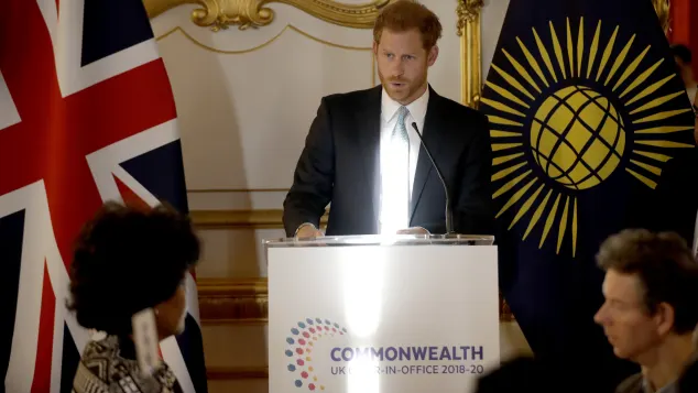 Prince Harry gives a speech as Commonwealth Youth Ambassador 