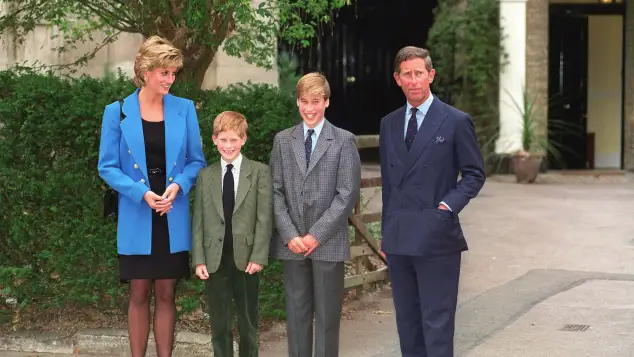 La princesse Diana, le prince Harry, le prince William et le prince Charles