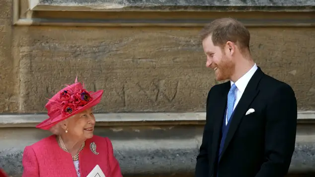 Prince Harry and Queen Elizabeth II.