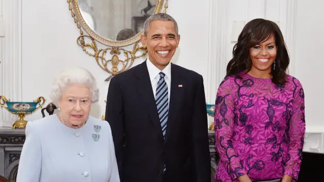 Queen Elizabeth II with Michelle and Barack Obama