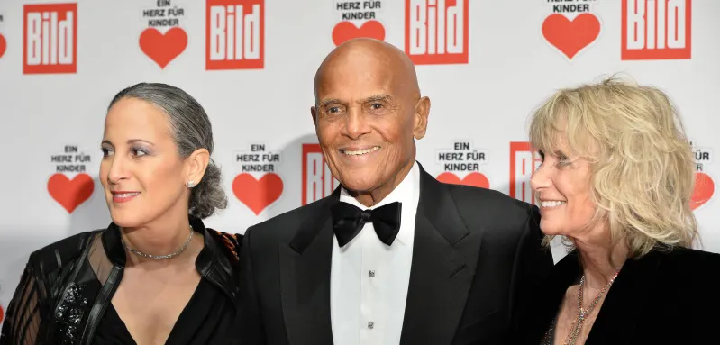 Harry Belafonte with daughter Gina and wife Pamela