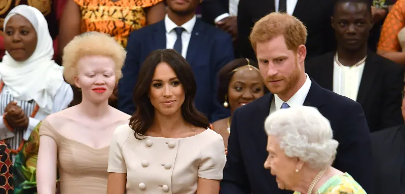 Duchess Meghan, Prince Harry and Queen Elizabeth II. 