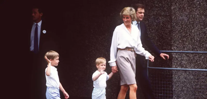 Princess Diana with Prince William and Prince Harry