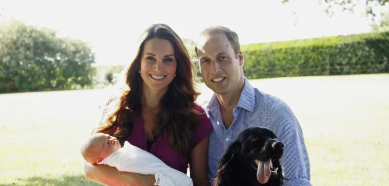 La duchesse Catherine, le prince William, le prince George, Lupo et Tilly