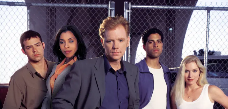 Rory Cochrane, Khandi Alexander, David Caruso, Adam Rodriguez and Emily Procter in a promotional image for the movie 'CSI: Miami'
