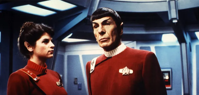 Kirstie Alley and Leonard Nimoy in 'Star Trek II'