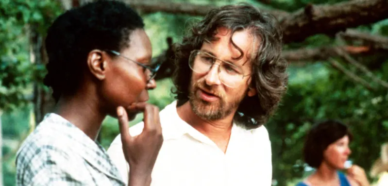 Whoopi Goldberg and Steven Spielberg filming 'The Color Purple'