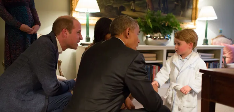 President Barack Obama with Prince William and Prince George