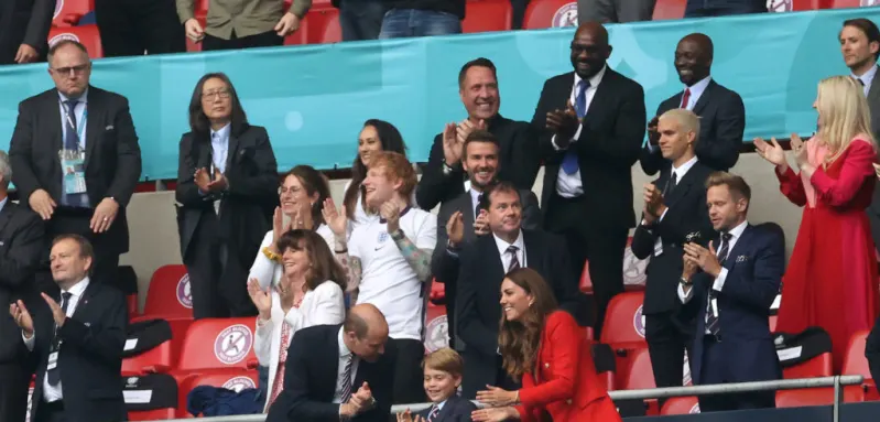 Prince William, Princess Kate, Prince George, Ed Sheeran and David Beckham