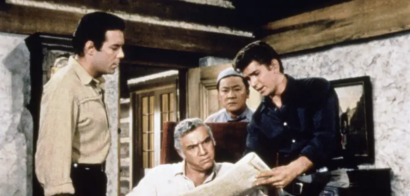 'Bonanza': Pernell Roberts, Lorne Greene, Victor Sen Yung and Michael Landon