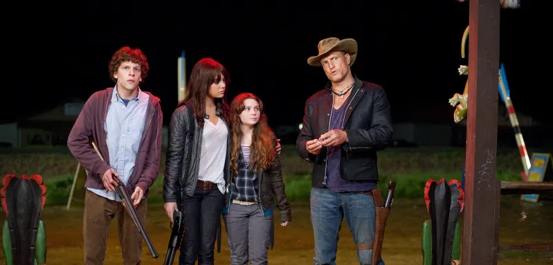 Jesse Eisenberg, Emma Stone, Abigail Breslin, Woody Harrelson in 'Zombieland'