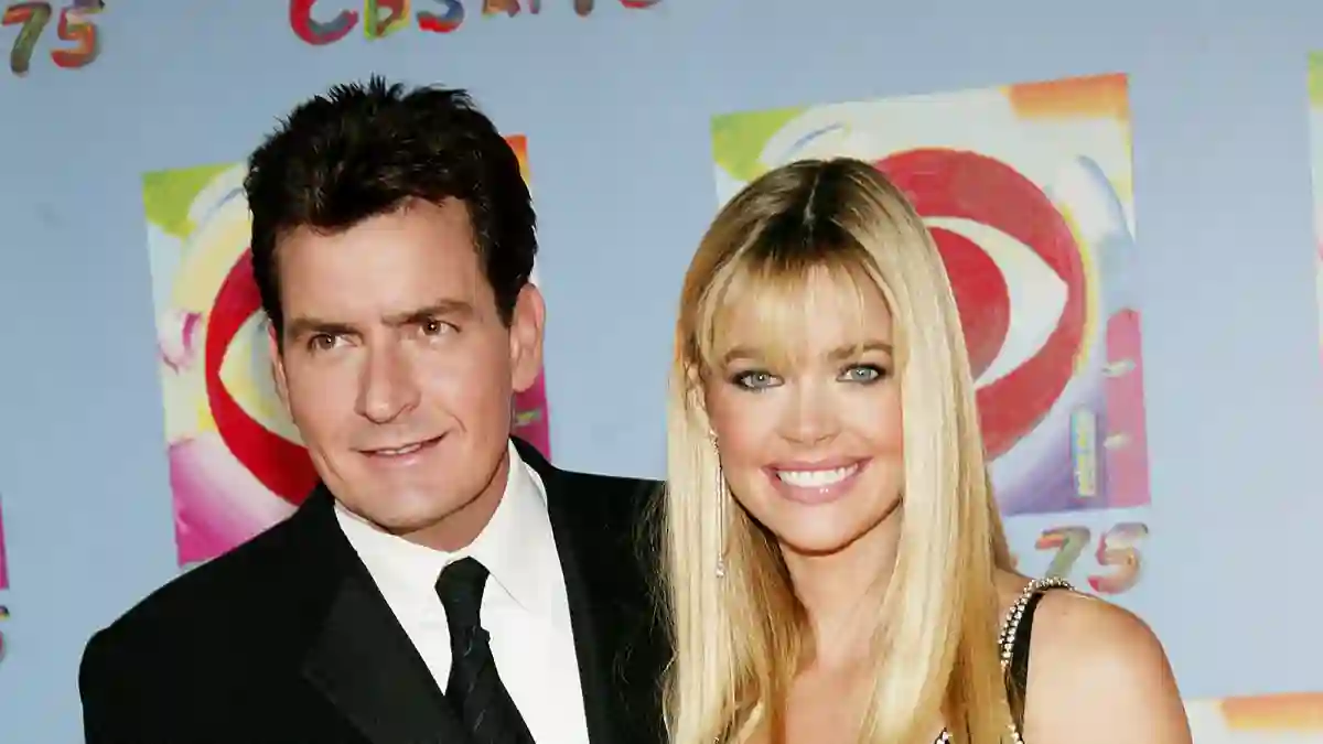Actor Charlie Sheen and a pregnant Denise Richards attend "CBS at 75" television gala, 2003