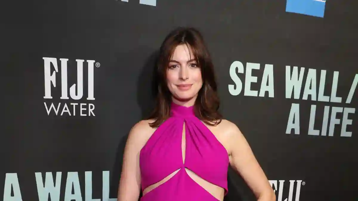 Anne Hathaway attends FIJI Water At Sea Wall / A Life Opening Night On Broadway on August 08, 2019 in New York City.