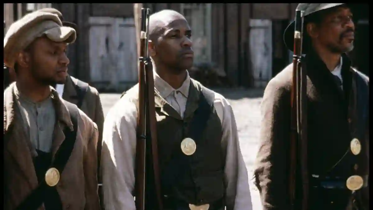 Denzel Washington como el soldado Silas Trip privado en la película de 1989 "Glory".