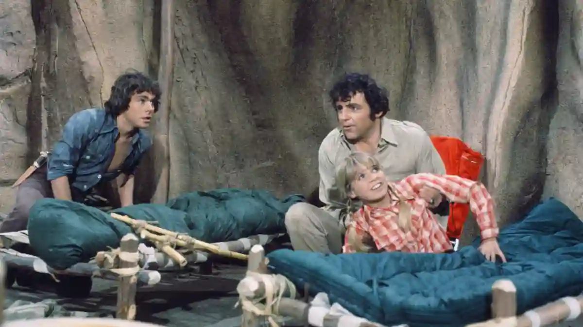LAND OF THE LOST, (from left): Wesley Eure, Spencer Milligan, Kathy Coleman, 1974-77. Courtesy Everett Collection !ACHTU