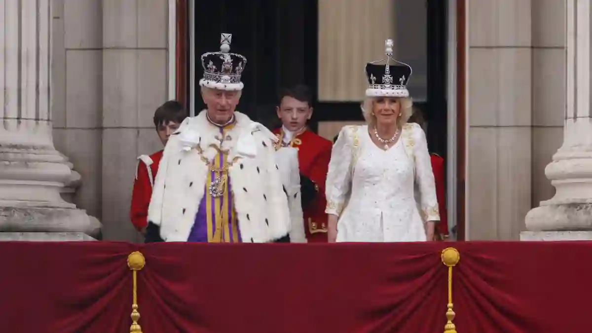 King Charles and Queen Camilla on the balcony of Buckingham Palace after their coronation in 2023