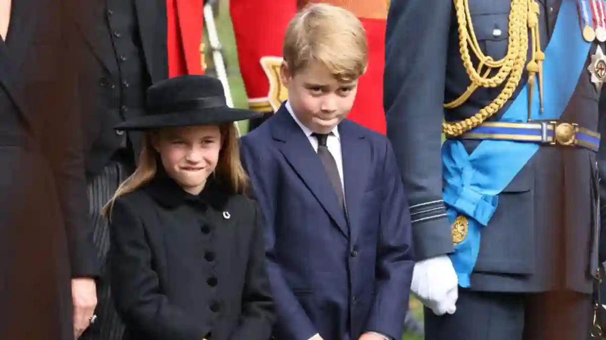 Princess Charlotte and Prince George at the Queen's funeral