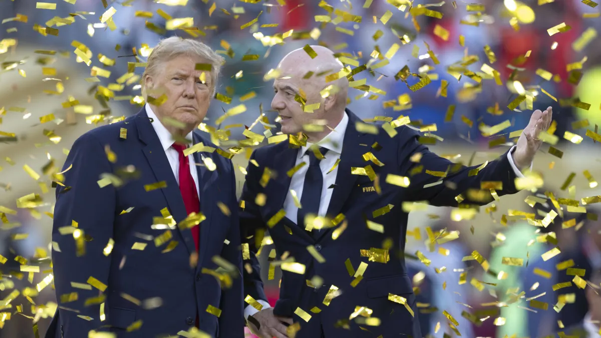 Donald Trump and Gianni Infantino at the World Cup awards ceremony.