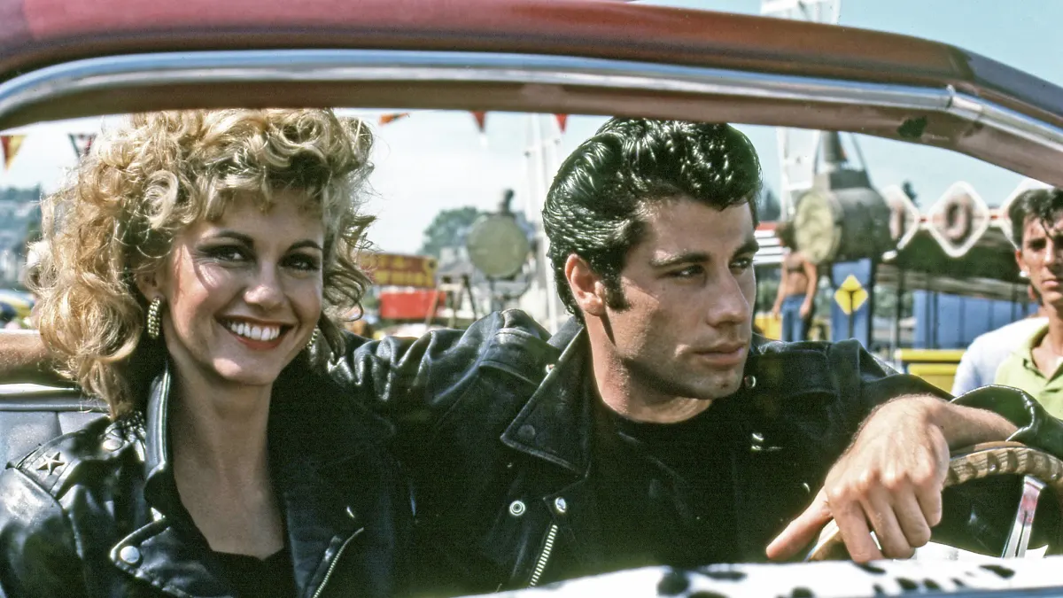 Studio publicity film still from Grease Olivia Newton-John, John Travolta © 1978 Paramount