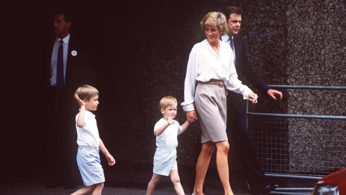 Princess Diana with Prince William and Prince Harry