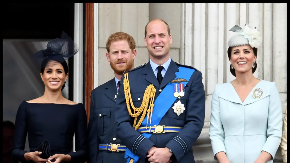 Prince Harry and Prince William with Kate and Meghan