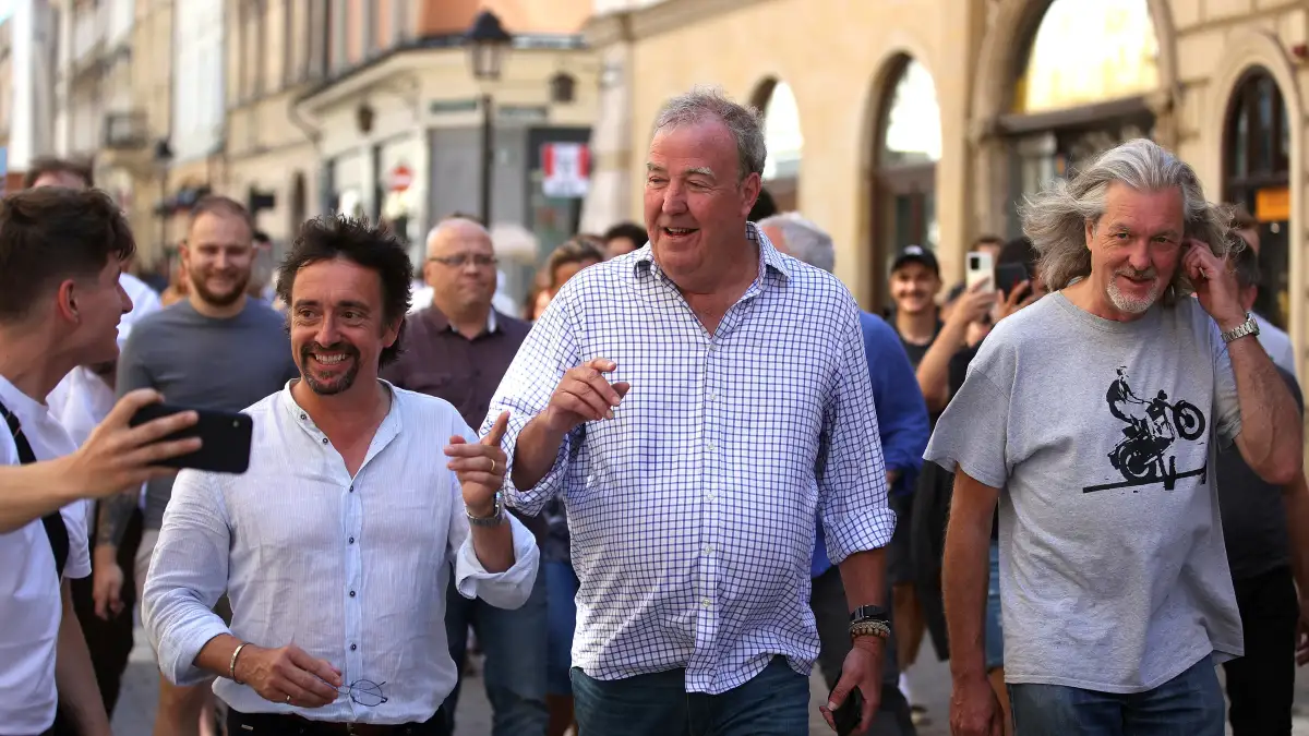 June 24, 2022, Krakow, Poland: The Grand Tour stars, Jeremy Clarkson, Richard Hammond and James May, visit Cracow, Polan