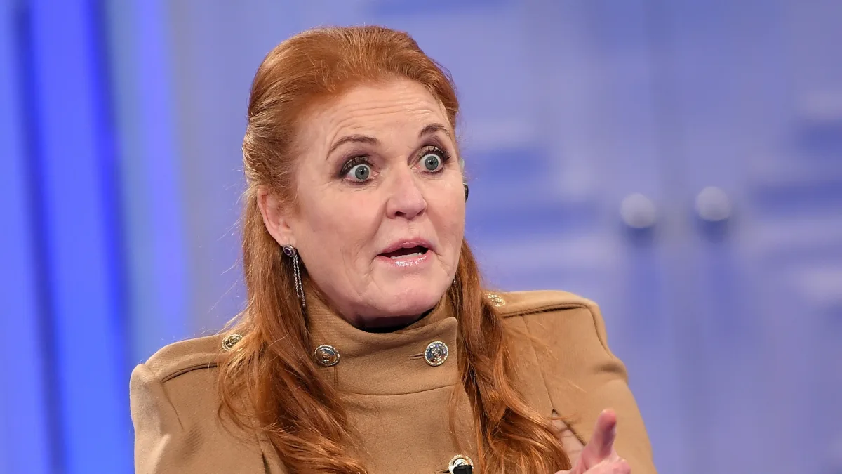 Sarah Ferguson, Duchess of York, guest of Rai talk show Porta a Porta, presents her book 'Her Heart for a Compass'. (Antonelli/AGF/Maria Laura Antonelli)