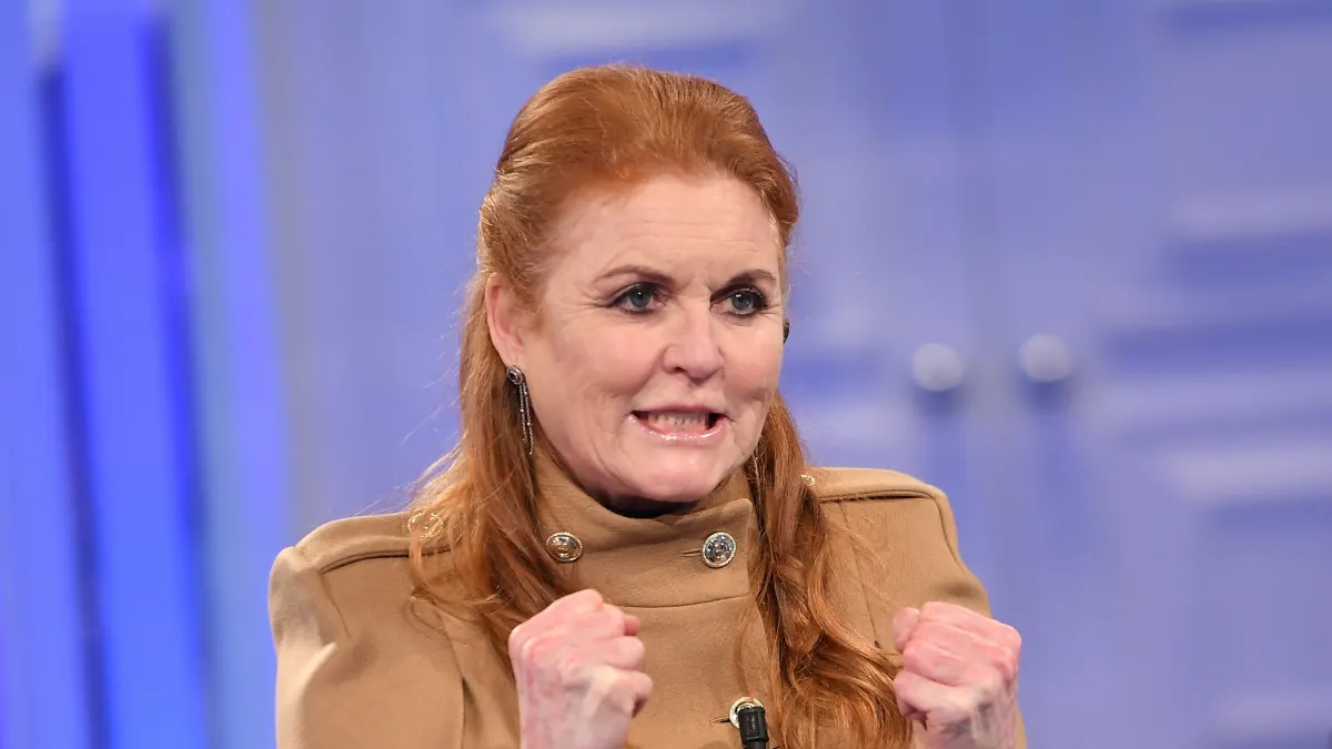 Sarah Ferguson, Duchess of York, guest of Rai talk show Porta a Porta, presents her book 'Her Heart for a Compass'. (Antonelli/AGF/Maria Laura Antonelli)
