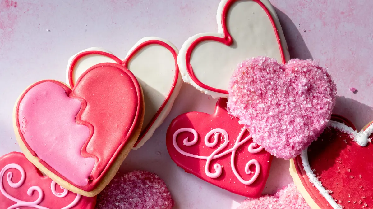 pile of heart cookies for valentine s day Boston, Massachusetts, United States R_RZVZ240122-1338253-01