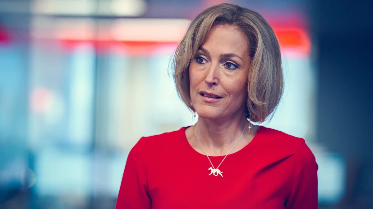 Gillian Anderson UK. Gillian Anderson in the (C)Netflix new film: Scoop (2024). Plot: How the BBC obtained the bombshell