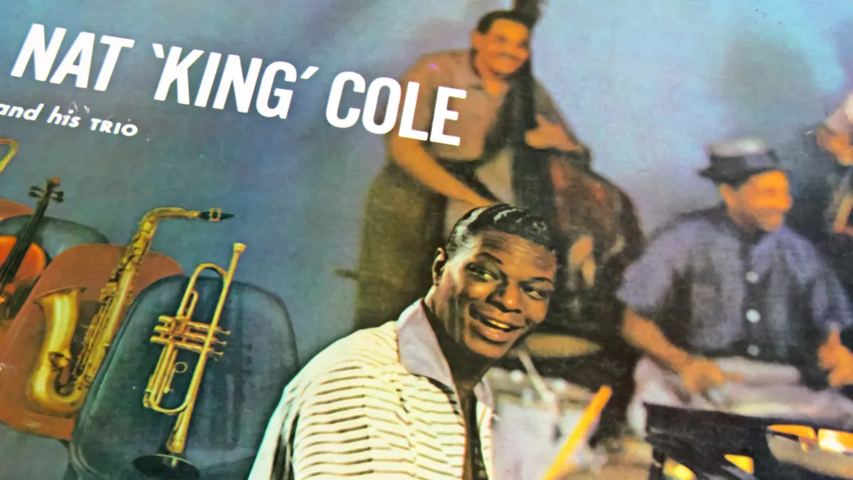 Viersen, Germany - May 9. 2022: Closeup of vinyl record cover of jazz singer and pianist Nat King Cole