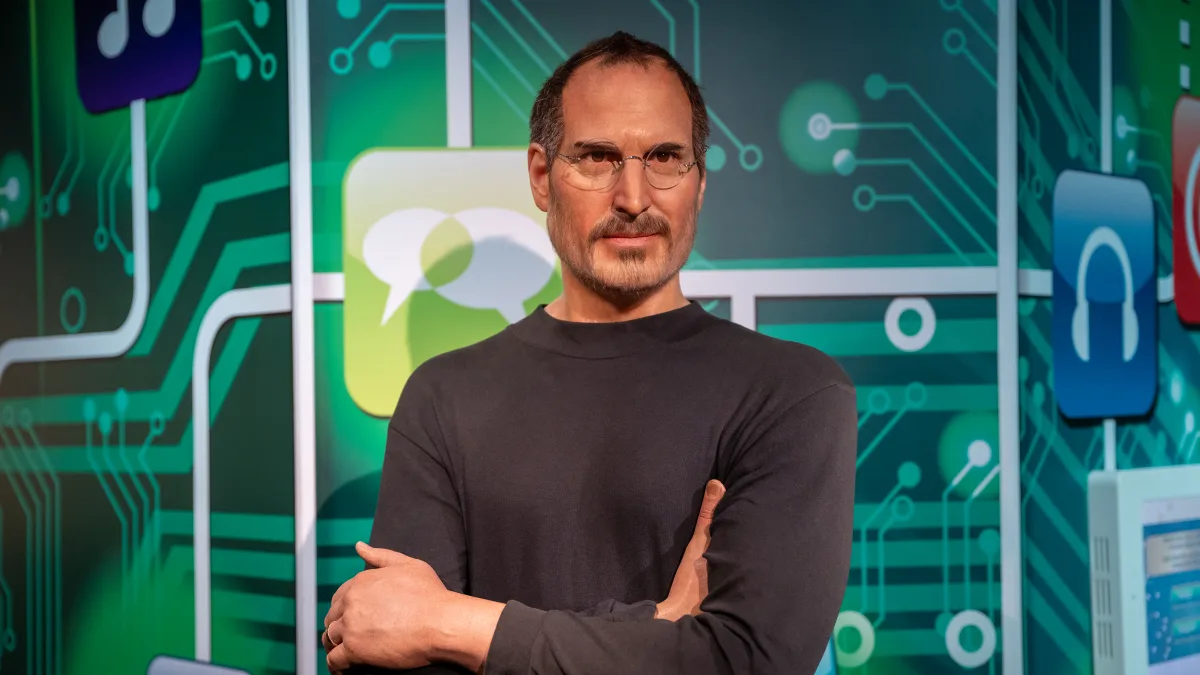 Istanbul, Turkey - February 10, 2023: Wax sculpture of Steve Jobs at Madame Tussauds Istanbul.