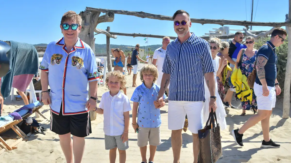 Elton John and his husband David Furnish with their children