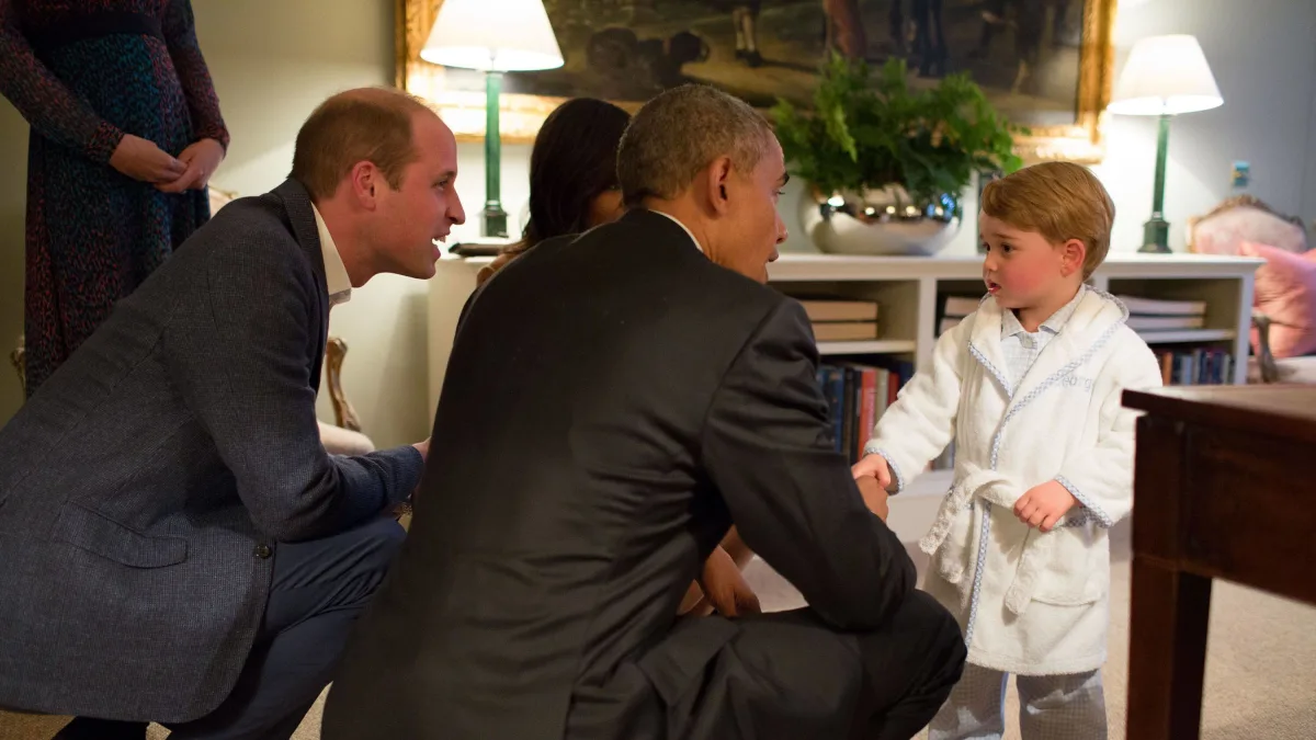 President Barack Obama with Prince William and Prince George