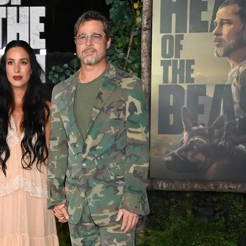 A Rare Appearance: Ines de Ramon and Brad Pitt