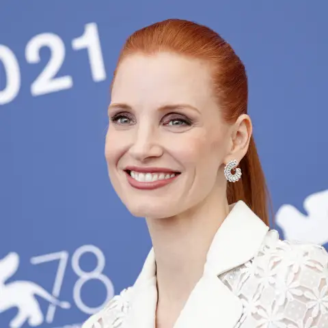 Jessica Chastain attends the photocall of "Scenes From A Marriage" during the 78th Venice International Film Festival.