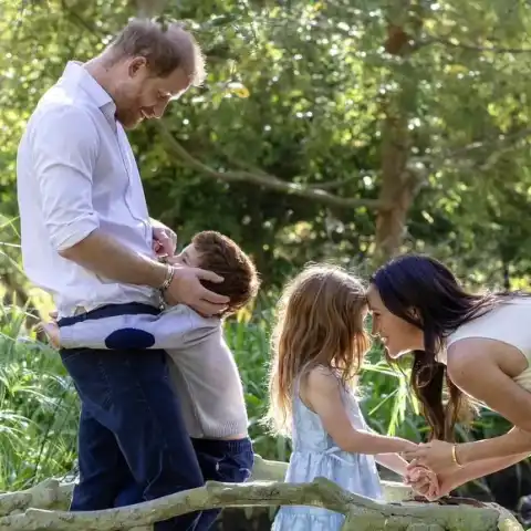 Prince Harry and Meghan Markle with their children